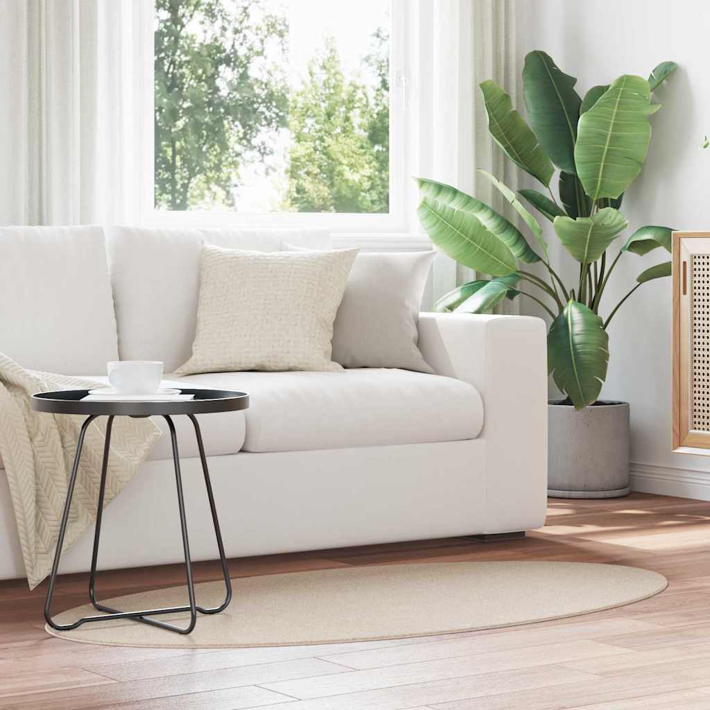 vidaXL Tapis de sol ovales HUARTE Beige 80 x 150 cm 100 % polyester