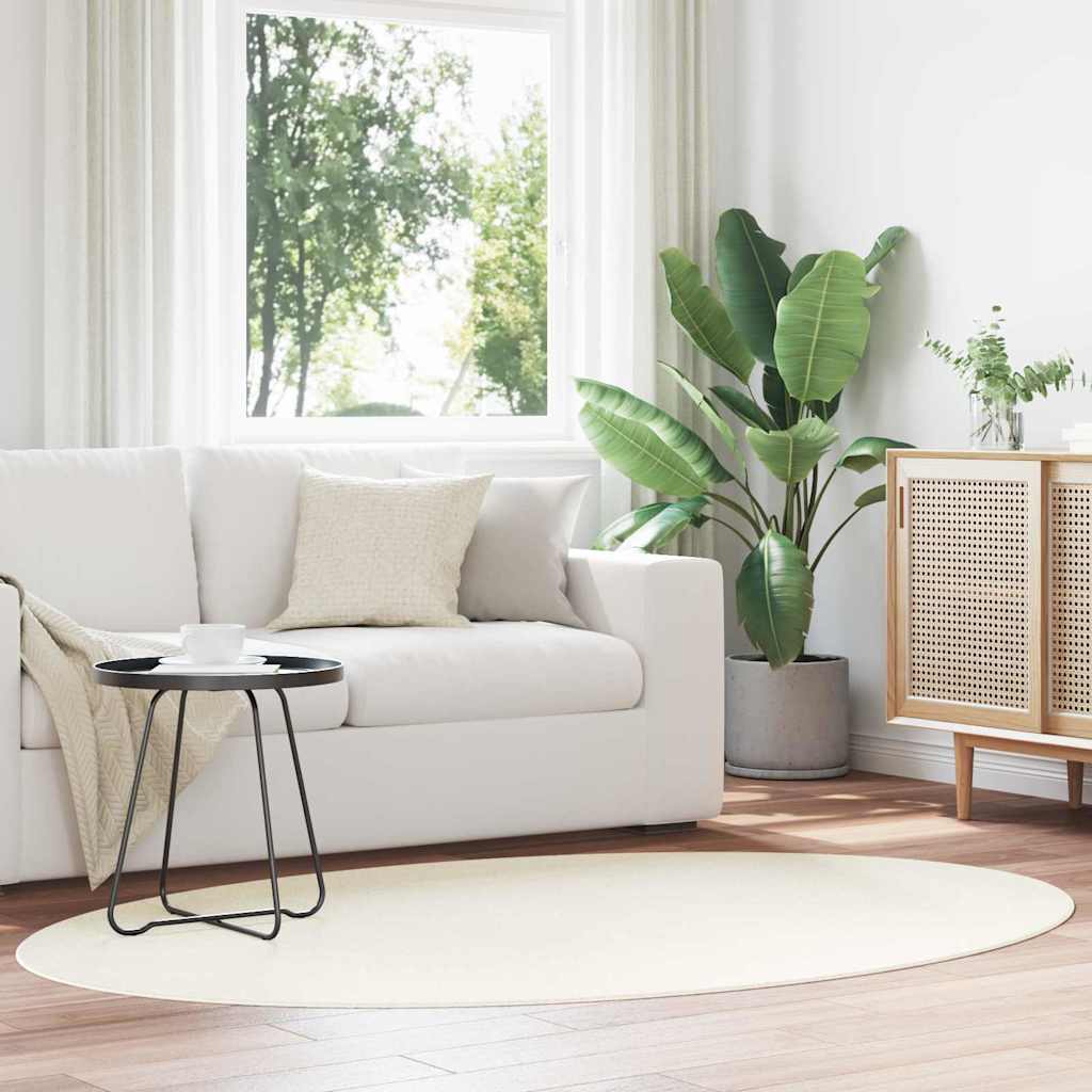 Bereichsteppiche Oval HUARTE Creme 140 x 200 cm 100 %Polyester