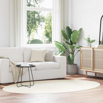 vidaXL Tapis d'appoint Ovale HUARTE Crème 160 x 230 cm 100 % Polyester