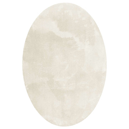 vidaXL Tapis d'appoint Ovale HUARTE Crème 160 x 230 cm 100 % Polyester