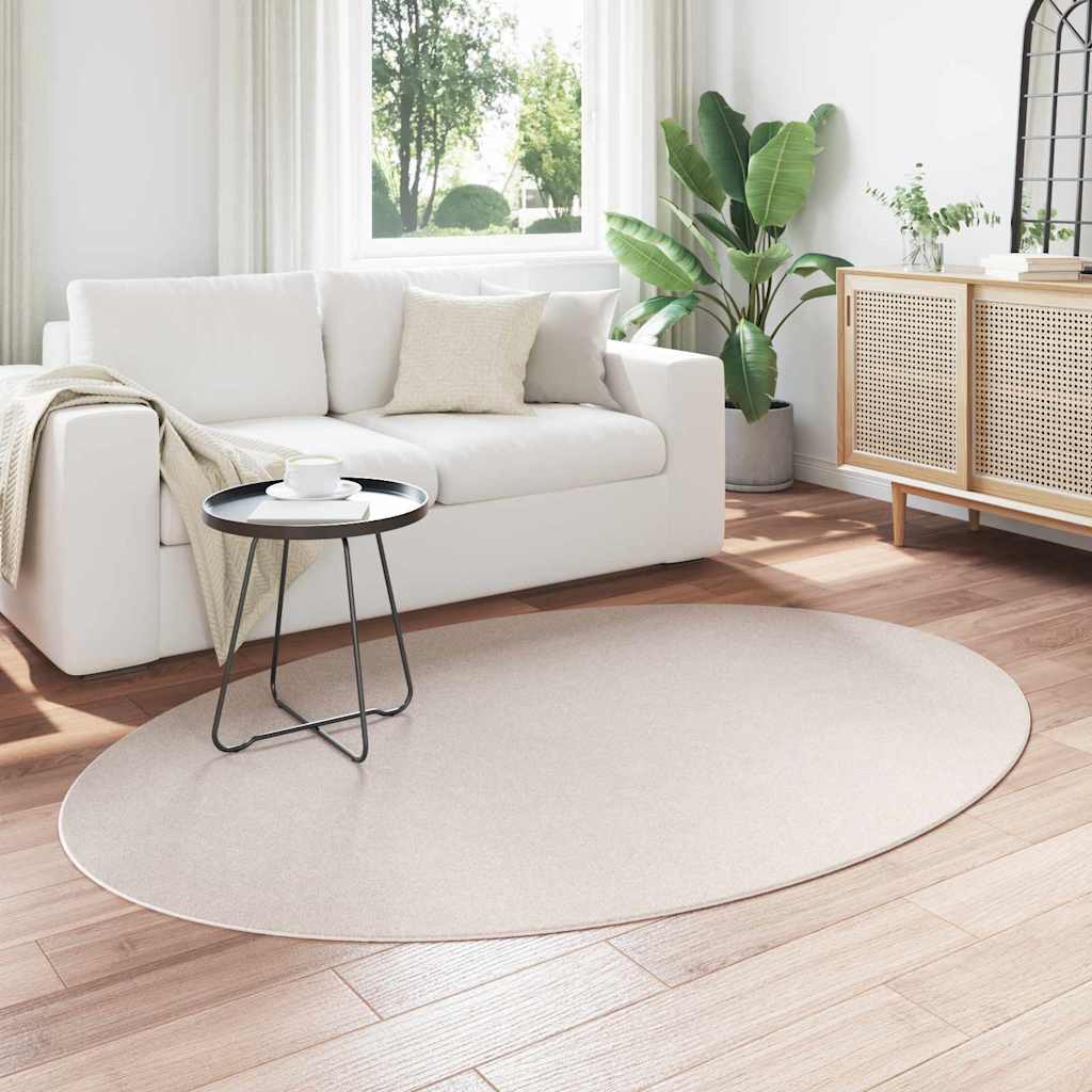 vidaXL Tapis de salon ovale HUARTE Sable 120 x 170 cm 100 % polyester
