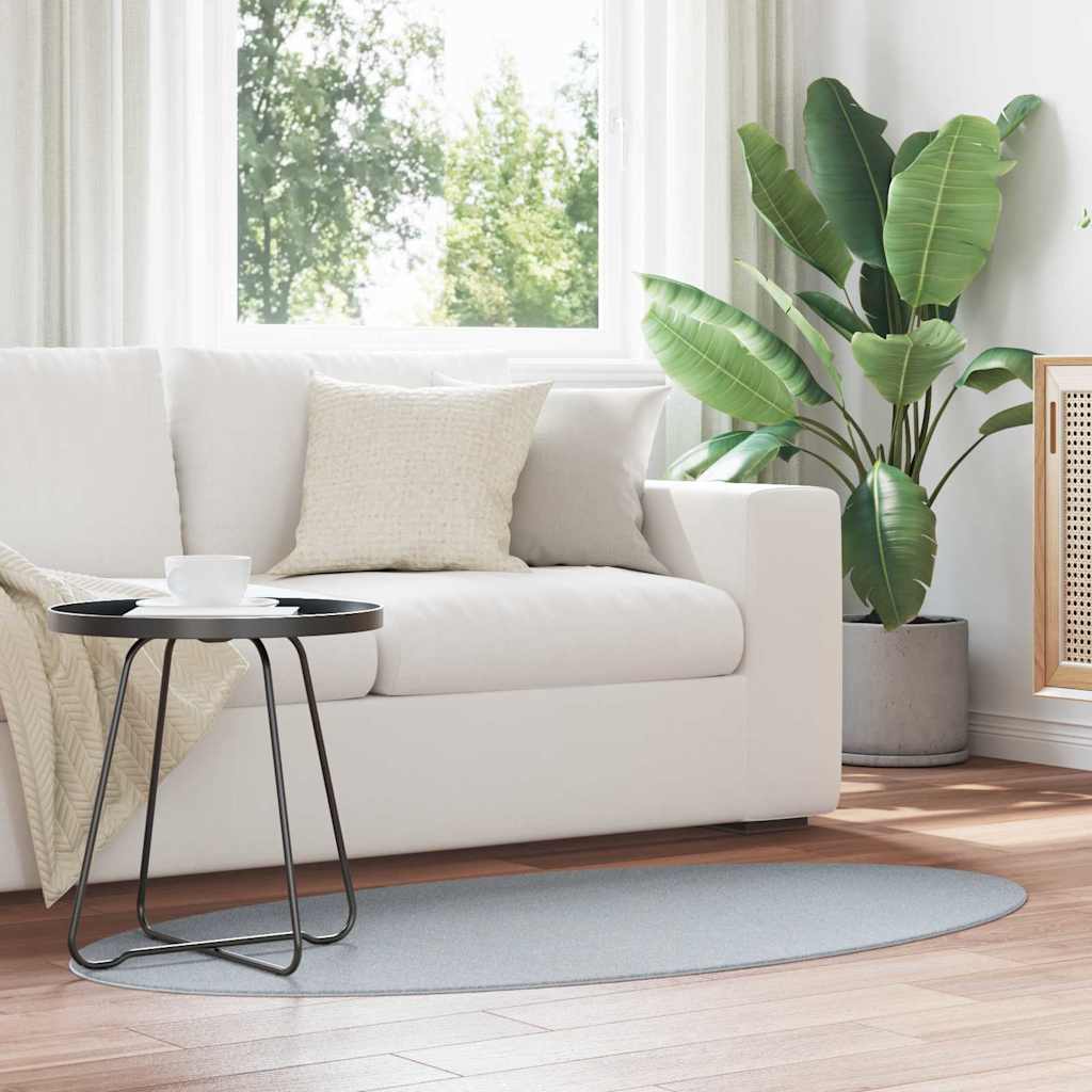 vidaXL Tapis d'intérieur ovale HUARTE gris 80 x 150 cm 100 % polyester
