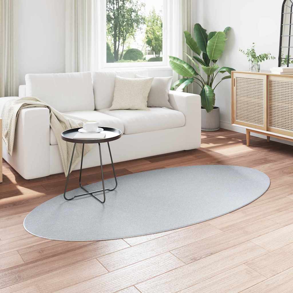 vidaXL Tapis d'appoint Ovale HUARTE Gris 100 x 200 cm 100 % polyester