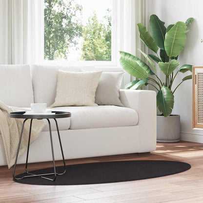 vidaXL Tapis d'appoint oval HUARTE Noir 80 x 150 cm 100 % polyester