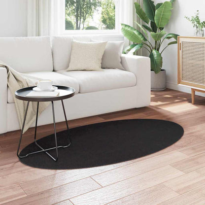 vidaXL Tapis d'appoint oval HUARTE Noir 80 x 150 cm 100 % polyester