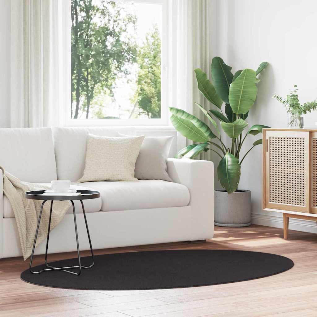 Bereichsteppiche Oval HUARTE Schwarz 100 x 200 cm