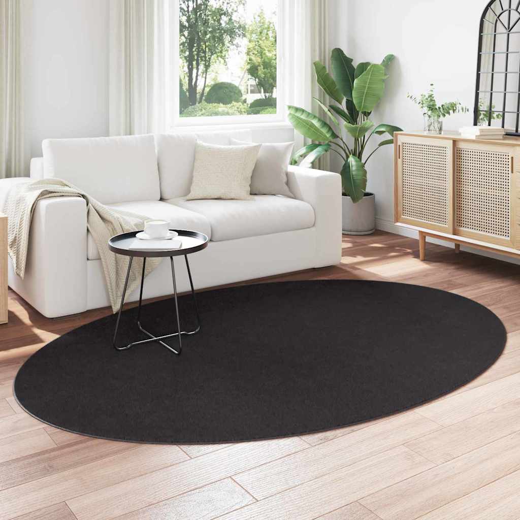 vidaXL Tapis d'appoint Ovale HUARTE Noir 160 x 230 cm