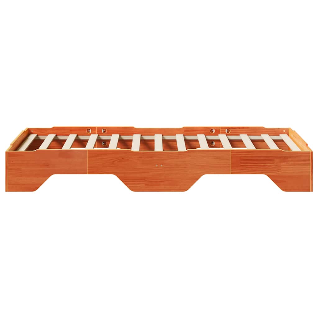 vidaXL Lit en bois massif empilable sans matelas marron miel 100x200 cm