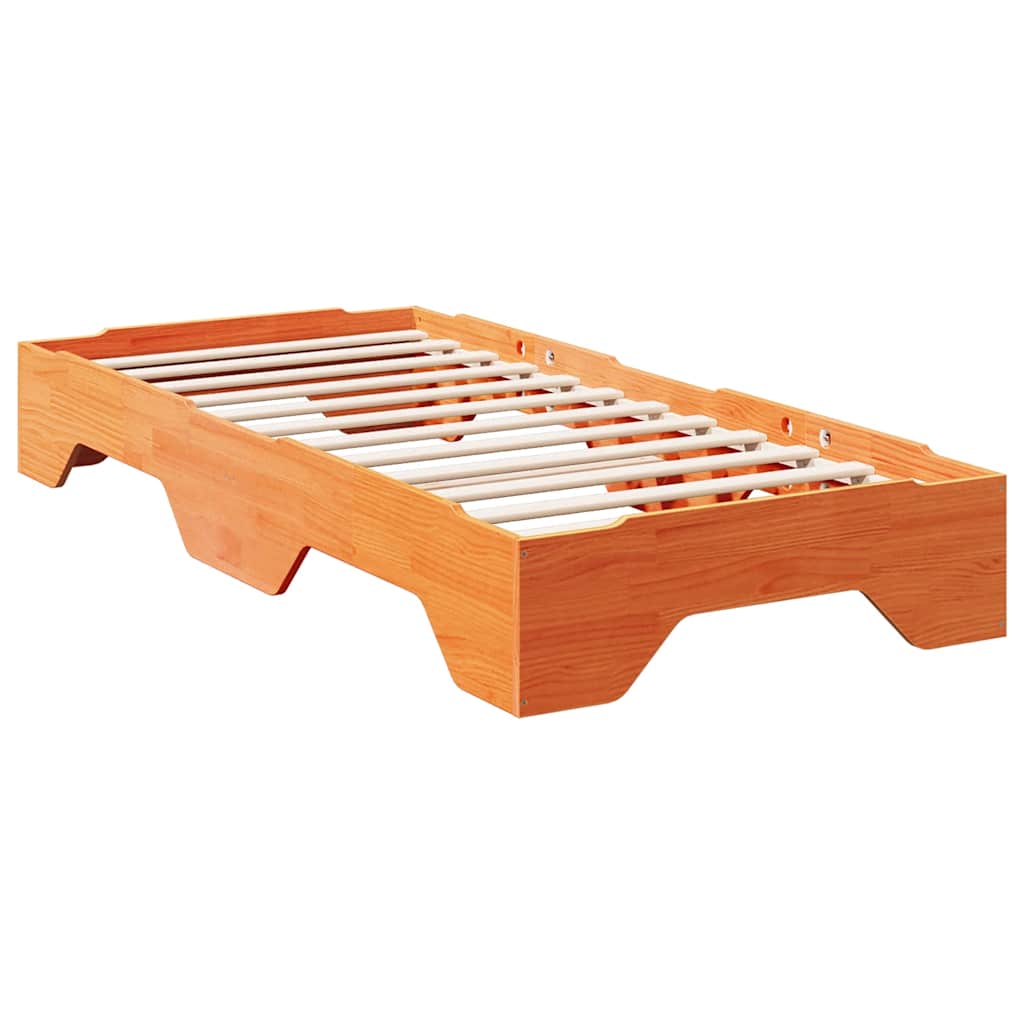 vidaXL Lit en bois massif empilable sans matelas marron miel 100x200 cm