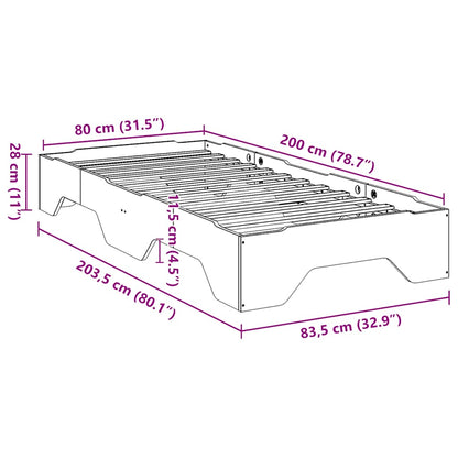 vidaXL Massivholzbett ohne Matratze Stapelbar 80x200 cm