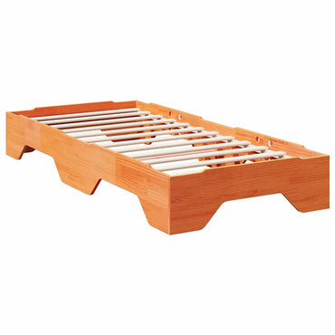 vidaXL Massivholzbett ohne Matratze Stapelbar Wachsbraun 80x200 cm