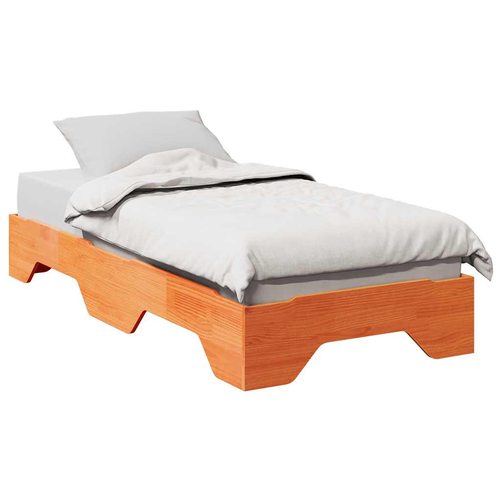 vidaXL Massivholzbett ohne Matratze Stapelbar Wachsbraun 80x200 cm