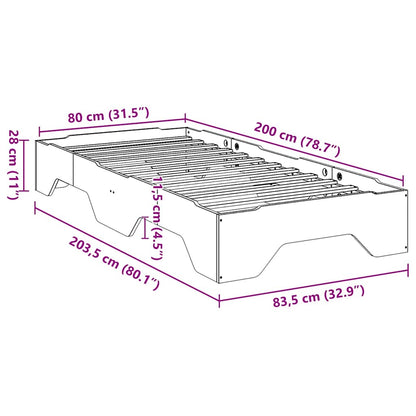 vidaXL Massivholzbett ohne Matratze Stapelbar Wachsbraun 80x200 cm