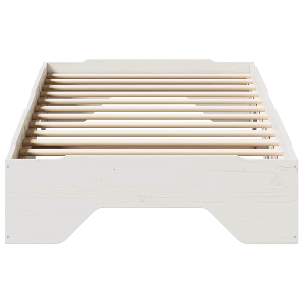 vidaXL Lit empilable en bois massif sans matelas Blanc 90x190 cm