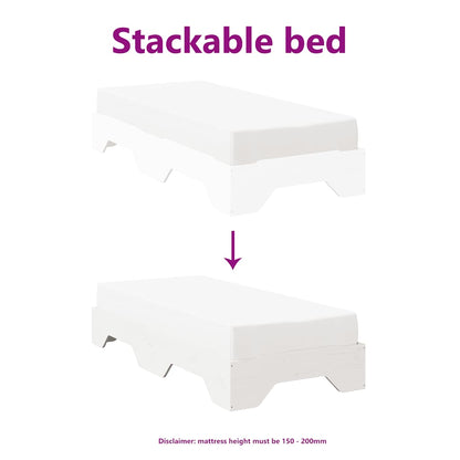 vidaXL Lit empilable en bois massif sans matelas Blanc 90x190 cm