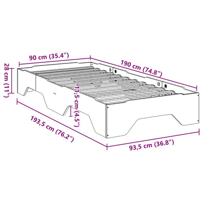vidaXL Massivholzbett ohne Matratze Stapelbar Wachsbraun 90x190 cm