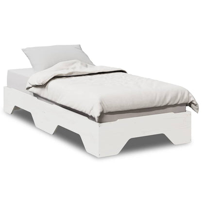 vidaXL Massivholzbett ohne Matratze Stapelbar Weiß 75x190 cm