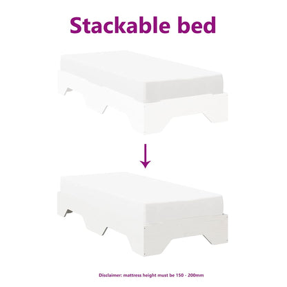 vidaXL Massivholzbett ohne Matratze Stapelbar Weiß 75x190 cm