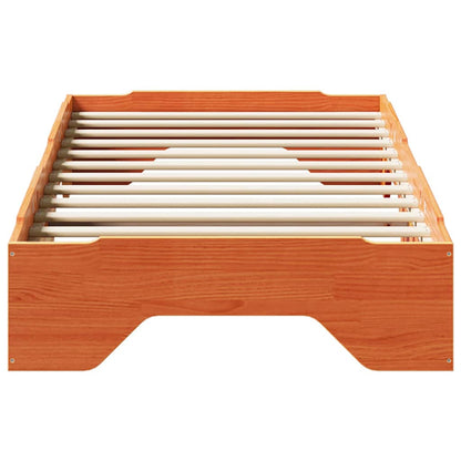 vidaXL Lit empilable en bois massif avec finition cirée marron 75x190 cm sans matelas