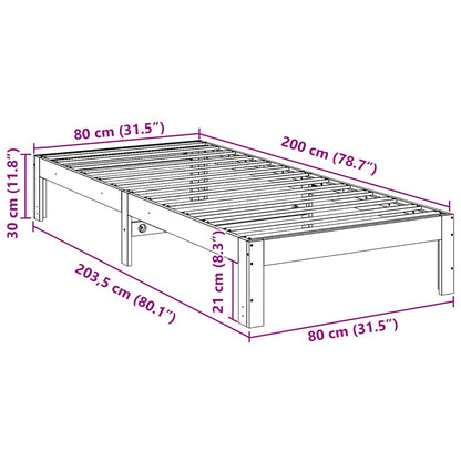 vidaXL Massivholzbett ohne Matratze Weiß 80x200 cm Kiefernholz