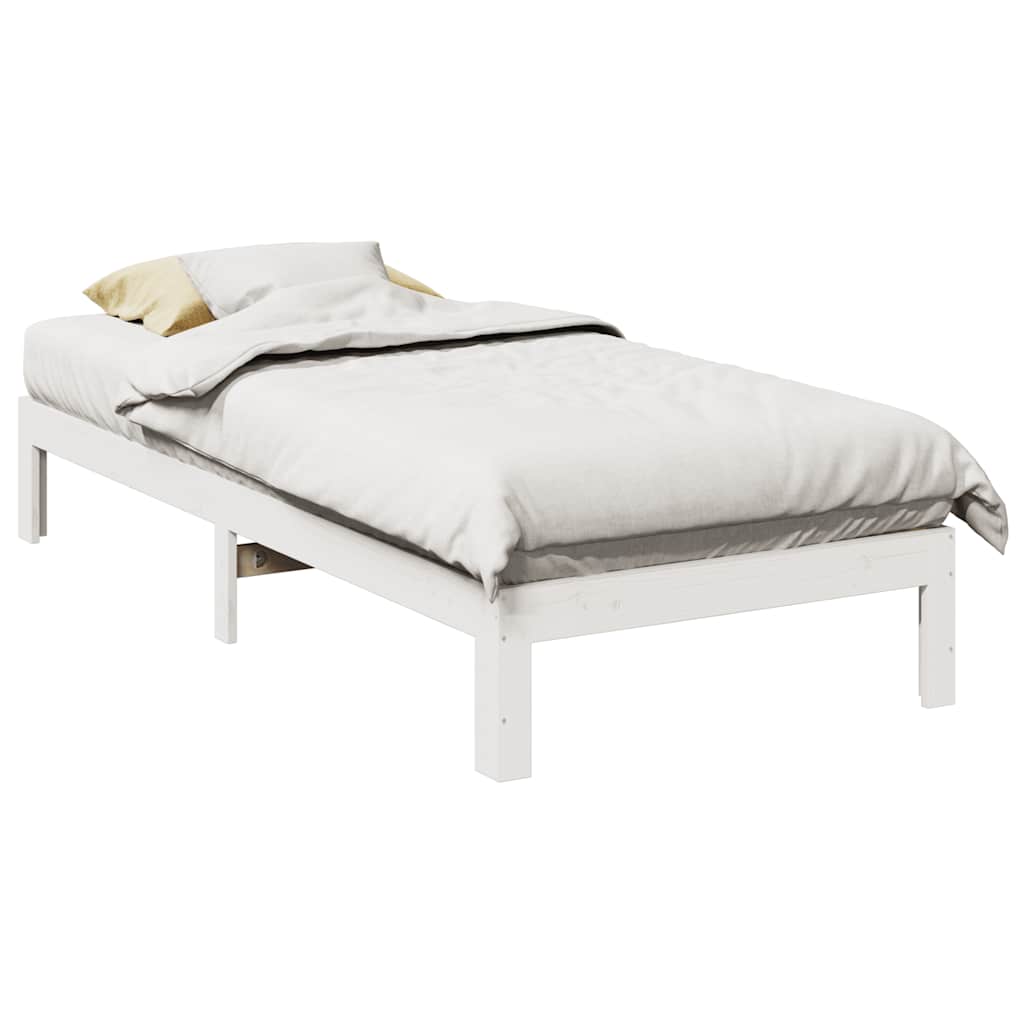 vidaXL Massivholzbett ohne Matratze Weiß 80x200 cm Kiefernholz