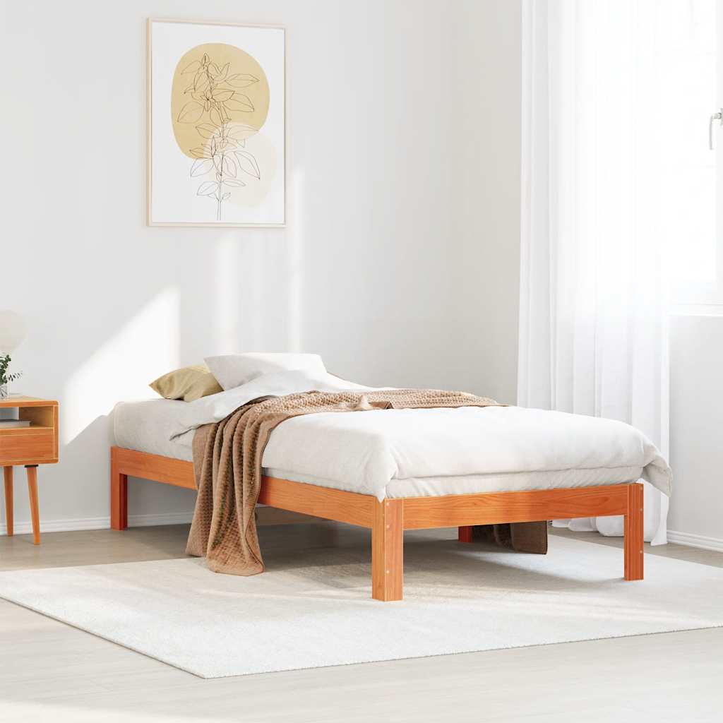 vidaXL Massivholzbett ohne Matratze Wachsbraun 80x200 cm Kiefernholz
