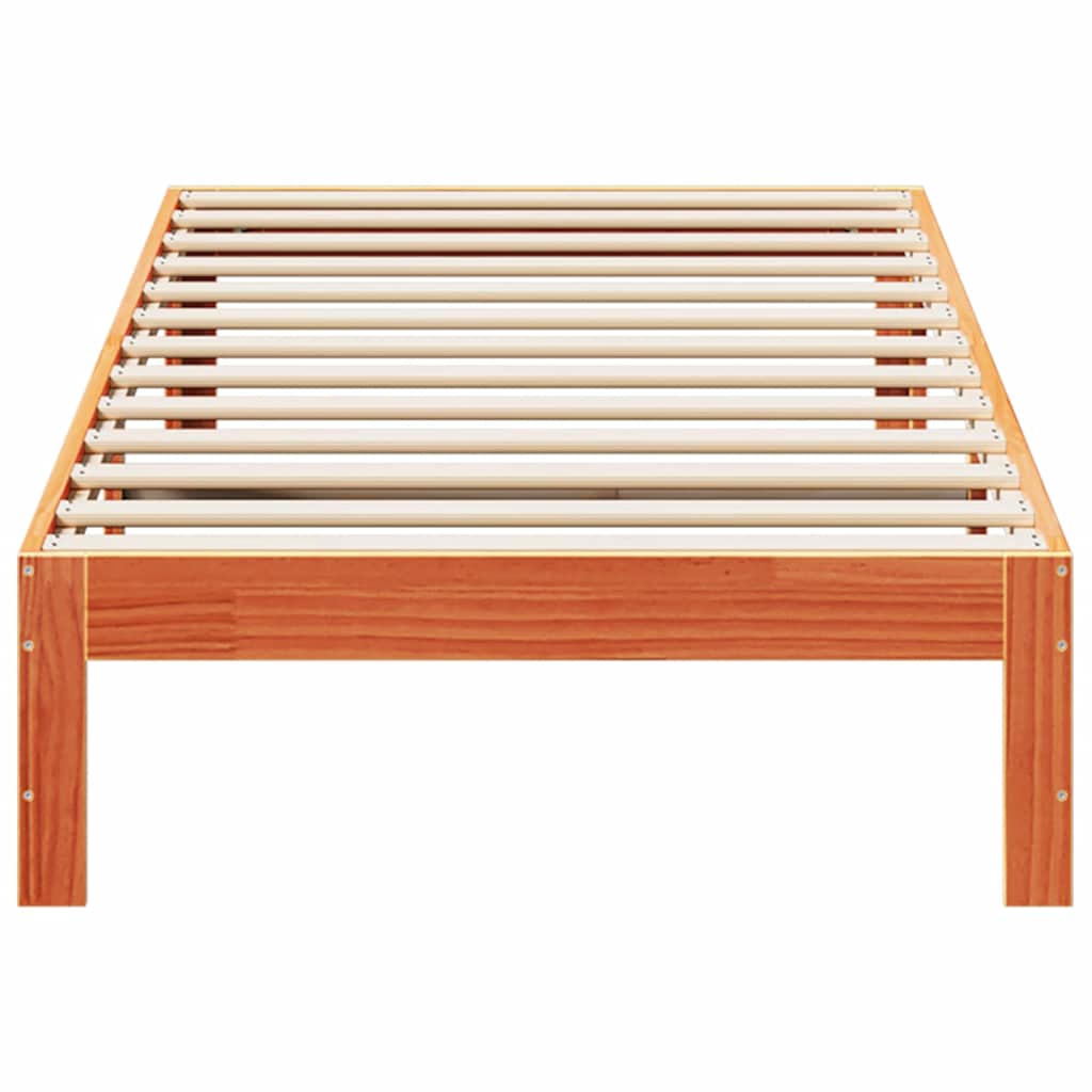 vidaXL Massivholzbett ohne Matratze Wachsbraun 80x200 cm Kiefernholz