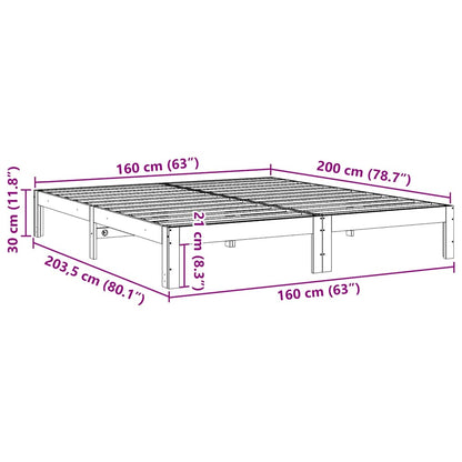 vidaXL Massivholzbett ohne Matratze 160x200 cm Kiefernholz