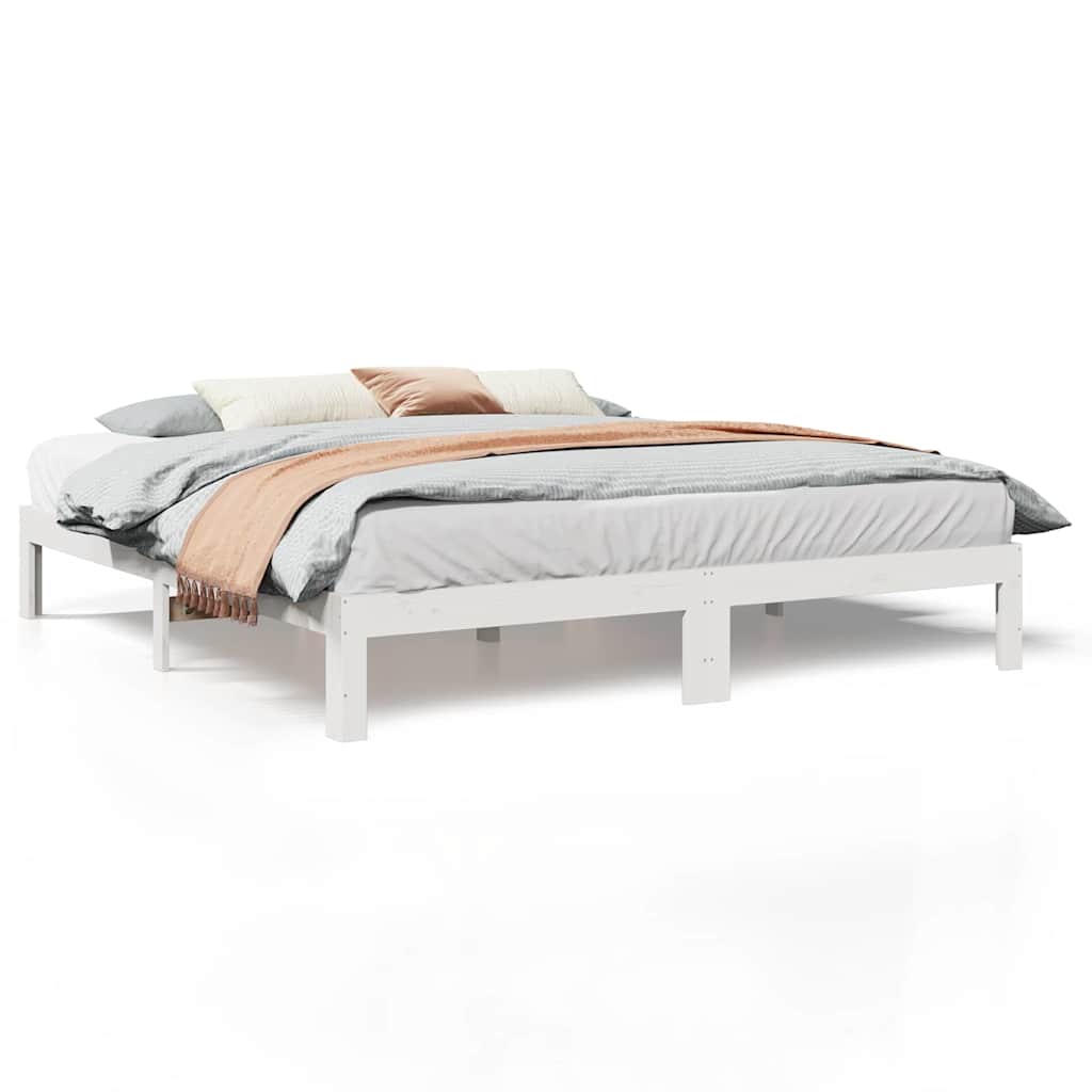 vidaXL Massivholzbett ohne Matratze Weiß 160x200 Kiefernholz