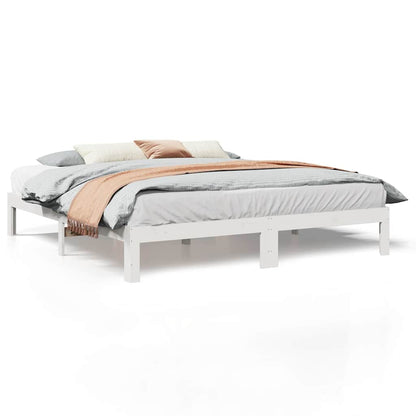 vidaXL Massivholzbett ohne Matratze Weiß 160x200 Kiefernholz