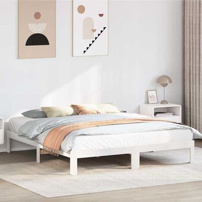 vidaXL Massivholzbett ohne Matratze Weiß 160x200 Kiefernholz