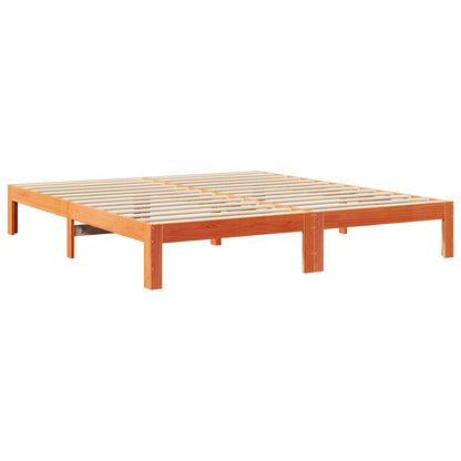 vidaXL Massivholzbett ohne Matratze Wachsbraun 160x200 Kiefernholz