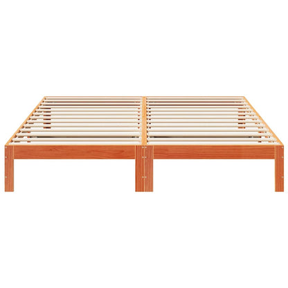 vidaXL Massivholzbett ohne Matratze Wachsbraun 160x200 Kiefernholz