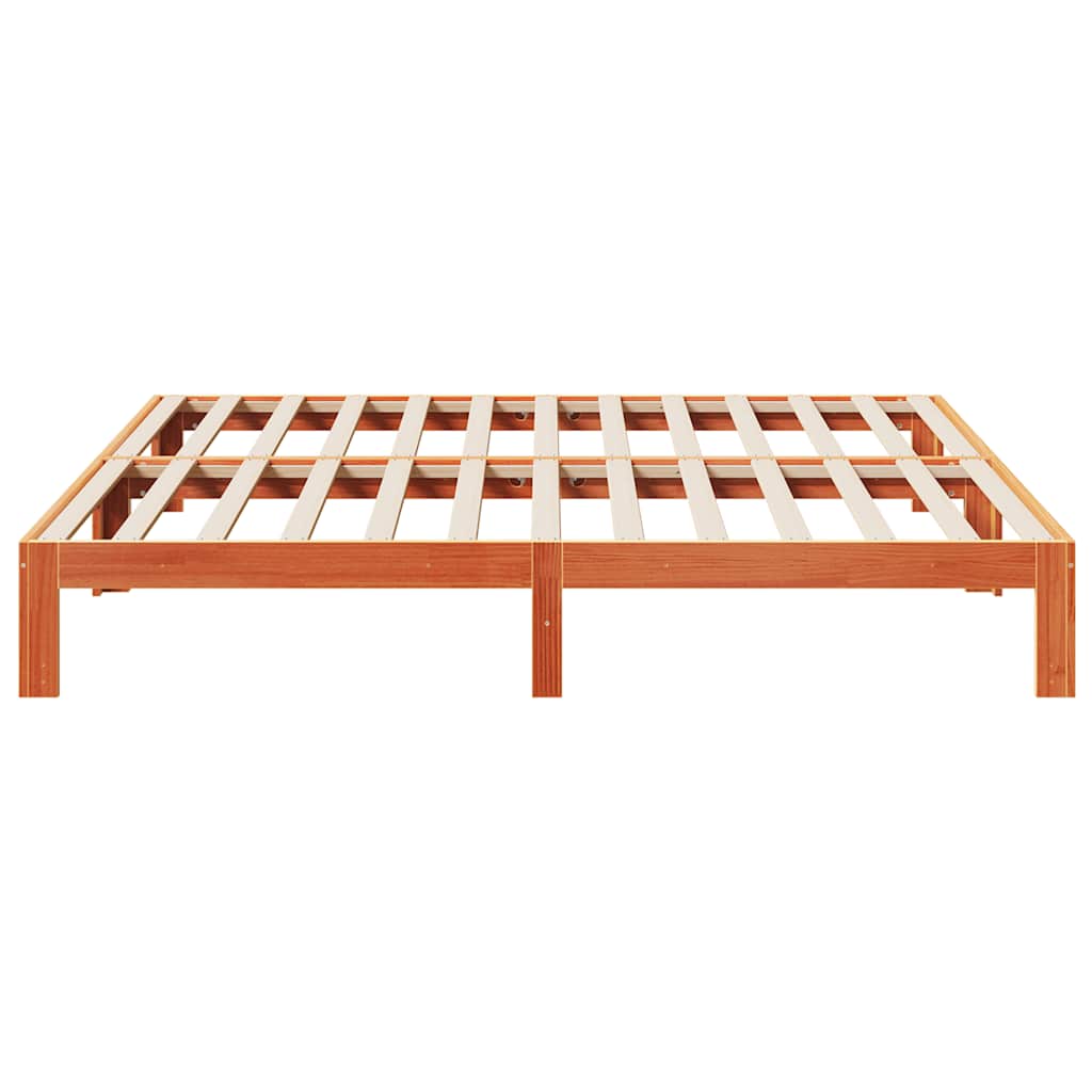 vidaXL Massivholzbett ohne Matratze Wachsbraun 160x200 Kiefernholz