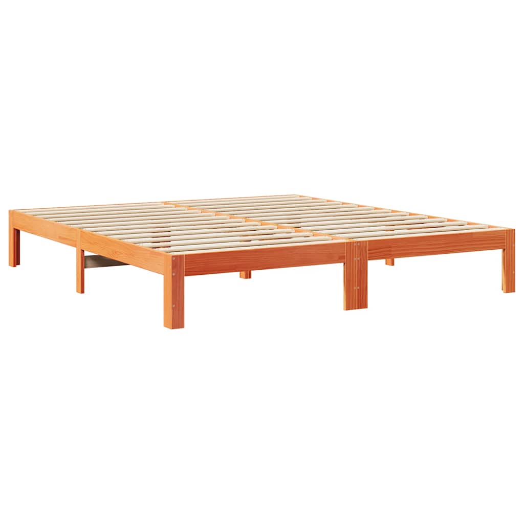 vidaXL Massivholzbett ohne Matratze Wachsbraun 160x200 Kiefernholz