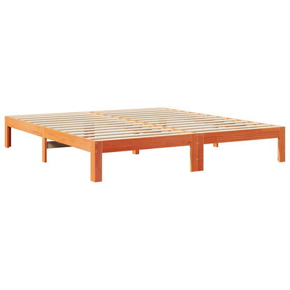 vidaXL Massivholzbett ohne Matratze Wachsbraun 160x200 Kiefernholz
