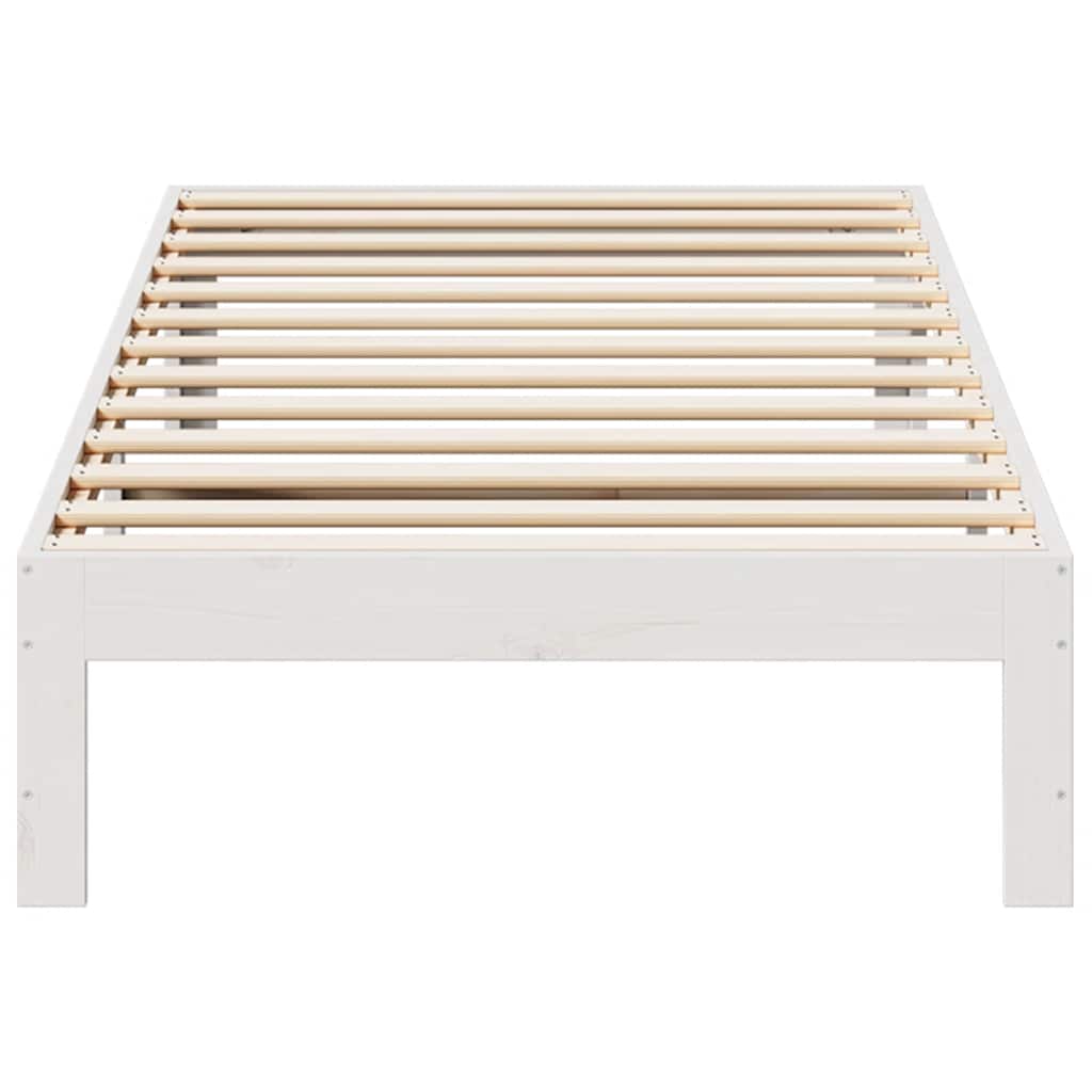 vidaXL Massivholzbett ohne Matratze Weiß 90x200 cm Kiefernholz