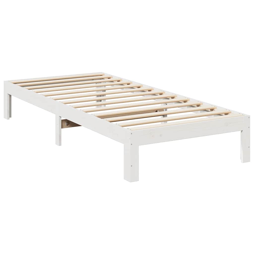 vidaXL Massivholzbett ohne Matratze Weiß 90x200 cm Kiefernholz