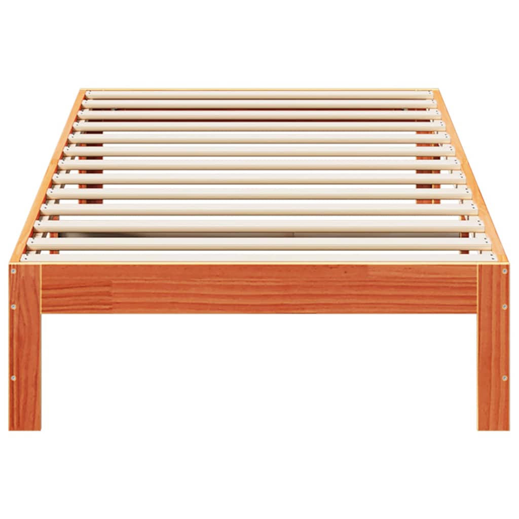 vidaXL Massivholzbett ohne Matratze Wachsbraun 90x200 Kiefernholz