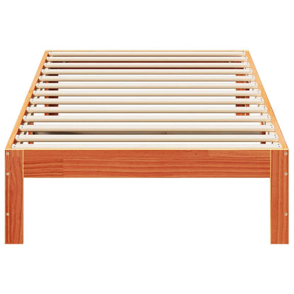 vidaXL Massivholzbett ohne Matratze Wachsbraun 90x200 Kiefernholz