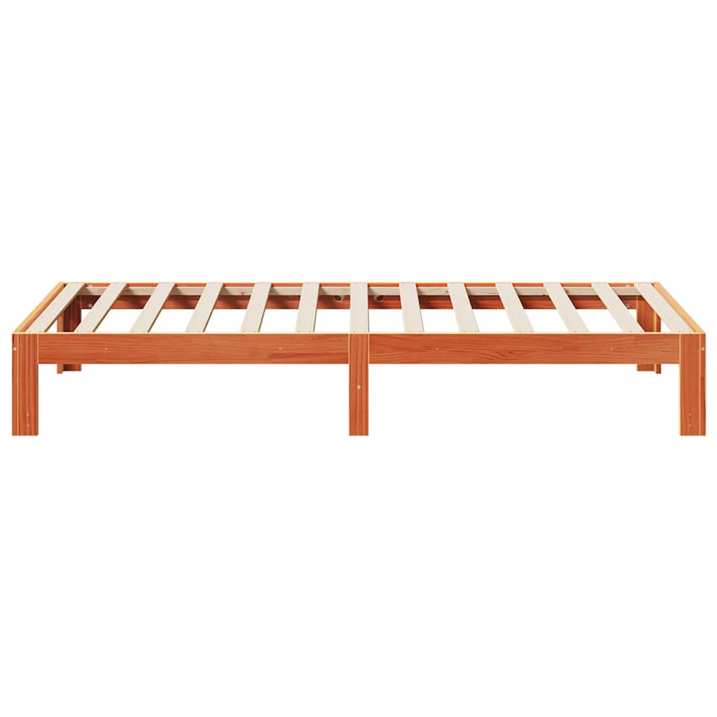 vidaXL Massivholzbett ohne Matratze Wachsbraun 90x200 Kiefernholz