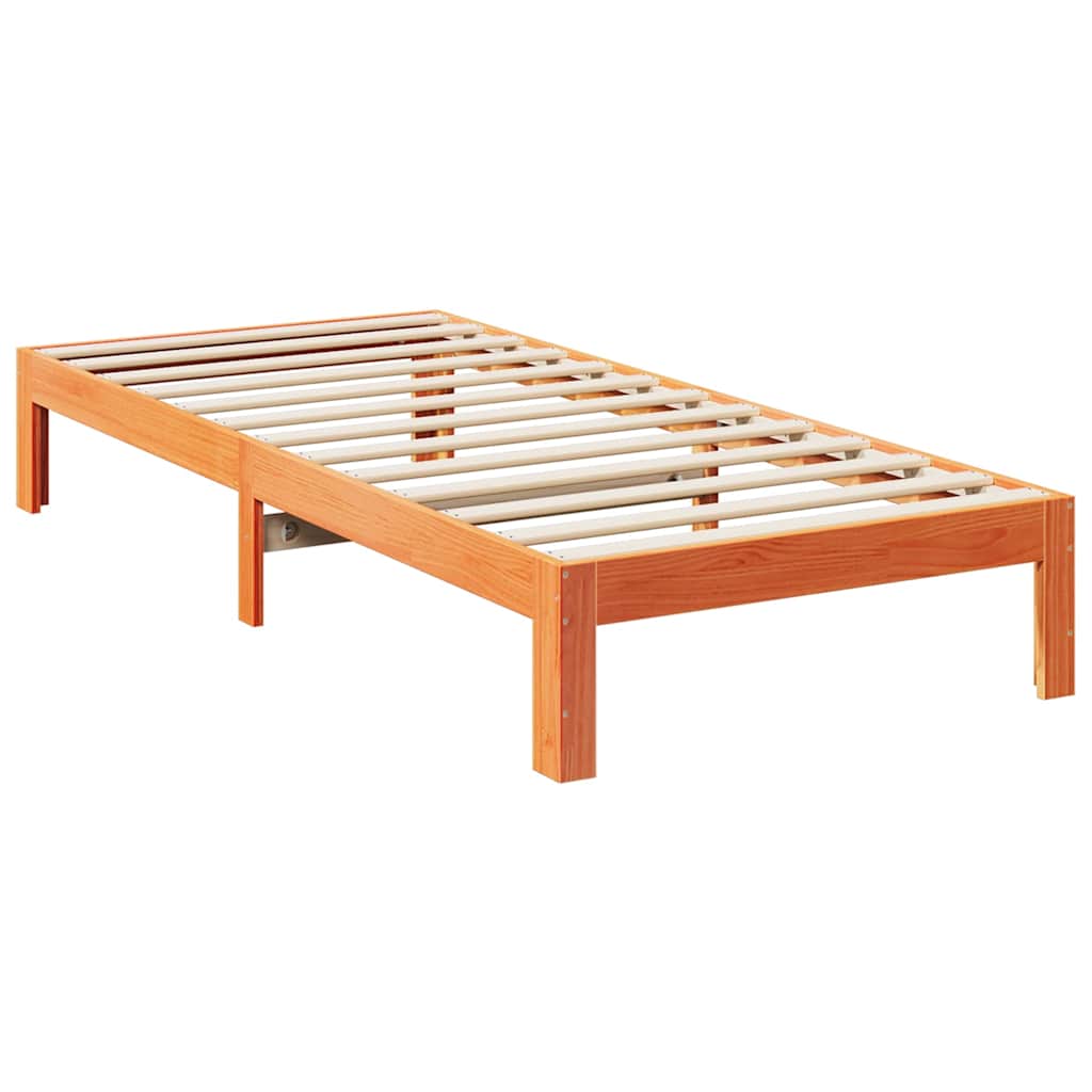 vidaXL Massivholzbett ohne Matratze Wachsbraun 90x200 Kiefernholz