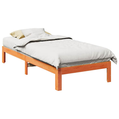 vidaXL Massivholzbett ohne Matratze Wachsbraun 90x200 Kiefernholz