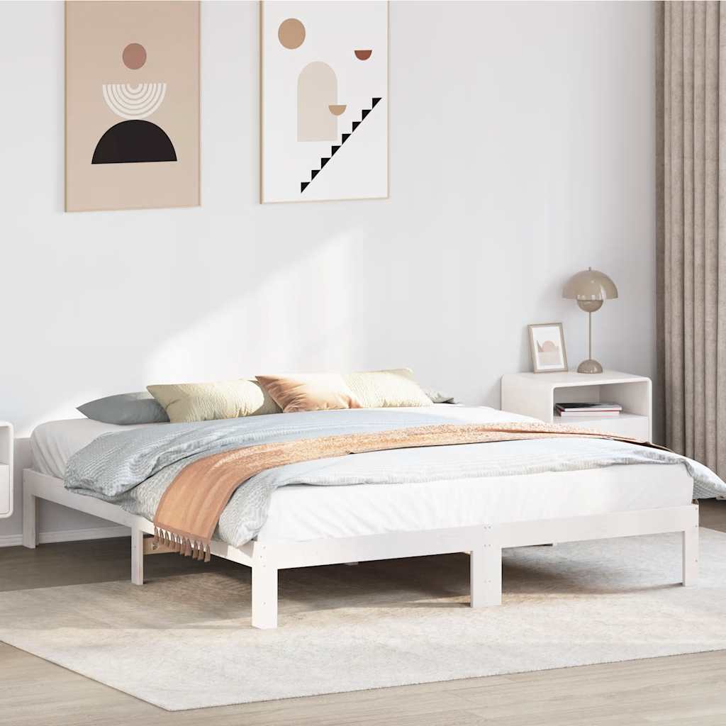 vidaXL Lit en bois massif sans matelas blanc 180x200 cm bois de pin