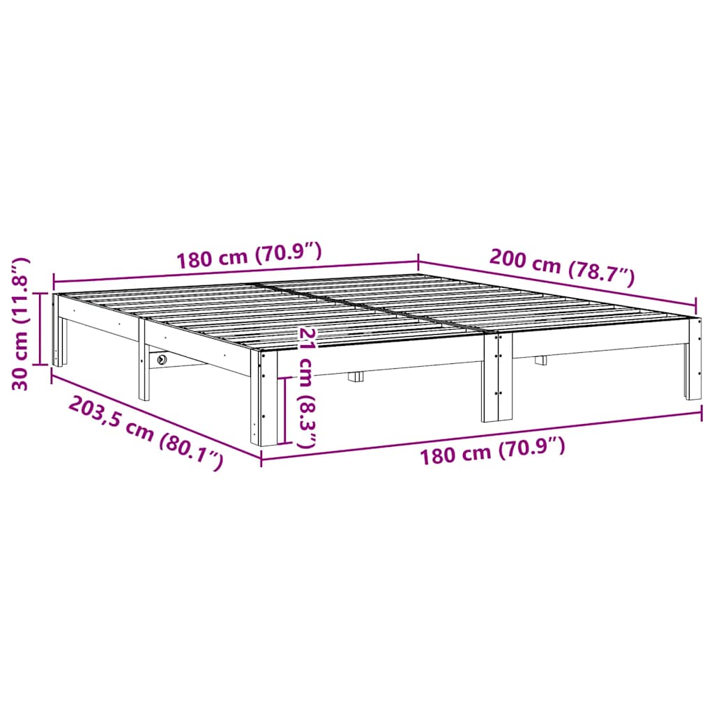 vidaXL Lit en bois massif sans matelas blanc 180x200 cm bois de pin