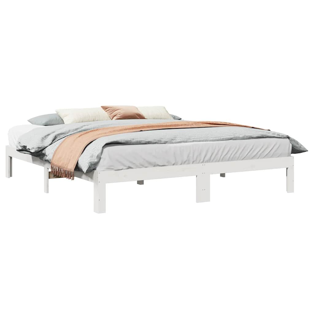 vidaXL Lit en bois massif sans matelas blanc 180x200 cm bois de pin
