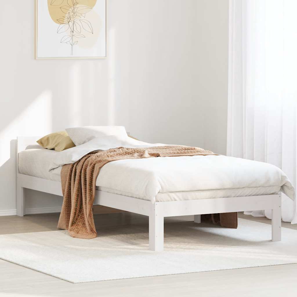 vidaXL Massivholzbett ohne Matratze Weiß 80x200 cm Kiefernholz