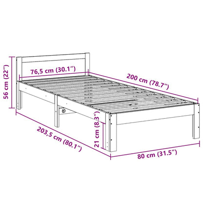 vidaXL Massivholzbett ohne Matratze Weiß 80x200 cm Kiefernholz