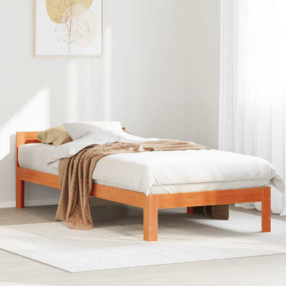 vidaXL Massivholzbett ohne Matratze Wachsbraun 80x200 cm Kiefernholz