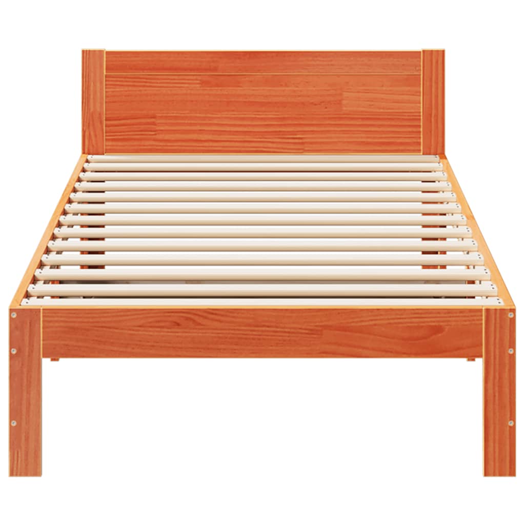 vidaXL Massivholzbett ohne Matratze Wachsbraun 80x200 cm Kiefernholz